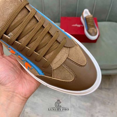 Giày Salvatore Ferragamo Gancini Sneaker Phối Màu Nâu Cam giay salvatore ferragamo chinh hang 6