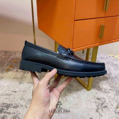 Giày Loafer Salvatore Ferragamo Da Trơn Gancini Vàng Đen giay salvatore ferragamo fake 1 6 1