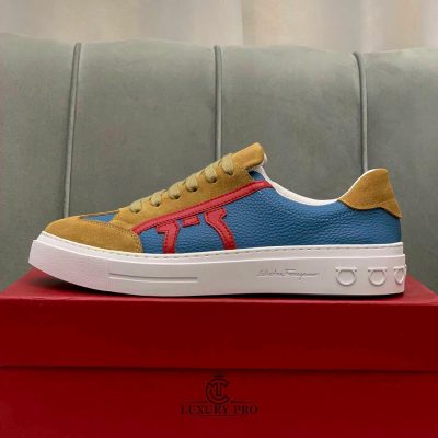 Giày Salvatore Ferragamo Gancini Sneaker Phối Màu Xanh Nâu giay salvatore ferragamo nam 2