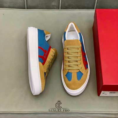 Giày Salvatore Ferragamo Gancini Sneaker Phối Màu Xanh Nâu giay salvatore ferragamo nam 3