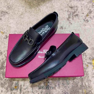 Giày Loafer Salvatore Ferragamo Da Trơn Gancini Kim Loại giay salvatore ferragamo nam 6 2