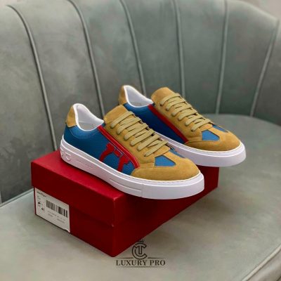 Giày Salvatore Ferragamo Gancini Sneaker Phối Màu Xanh Nâu giay salvatore ferragamo nam 7