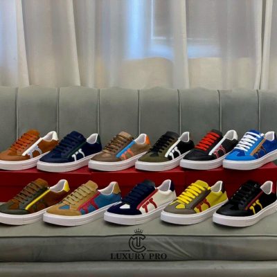 Giày Salvatore Ferragamo Gancini Sneaker Phối Màu Xanh Nâu giay salvatore ferragamo nam 9