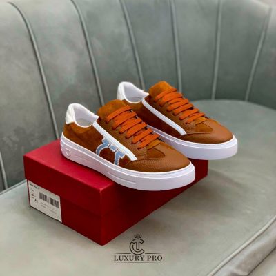 Giày Salvatore Ferragamo Nam Gancini Sneaker Phối Nâu Trắng salvatore shoes 2