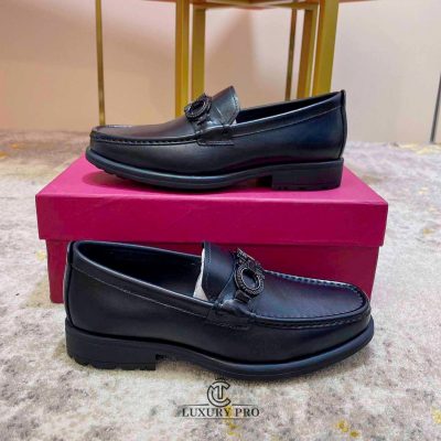 Giày Loafer Salvatore Ferragamo Da Trơn Gancini Đen salvatore shoes 3 2