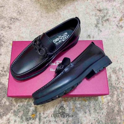 Giày Loafer Salvatore Ferragamo Da Trơn Gancini Đen salvatore shoes 6 2