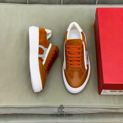 Giày Salvatore Ferragamo Nam Gancini Sneaker Phối Nâu Trắng salvatore shoes 6