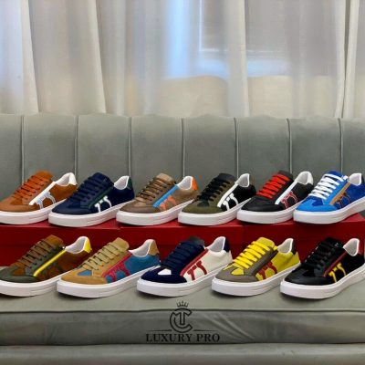 Giày Salvatore Ferragamo Nam Gancini Sneaker Phối Nâu Trắng salvatore shoes 7