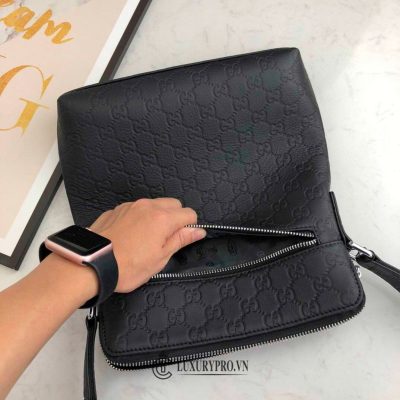 Túi đeo chéo nam Gucci họa tiết Guccissima chữ vàng tui deo cheo nam gucci 6