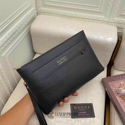 Clutch Gucci nam vân da chữ vàng cao cấp vi gucci nam authentic 4