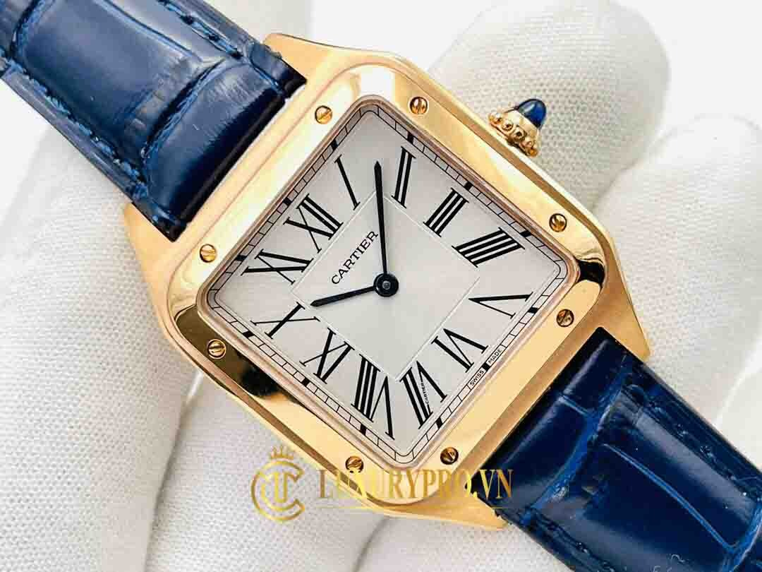 Đồng Hồ Nam Cartier Santos Dumont White Dial Blue Leather Strap (Nguồn: LuxuryPro)