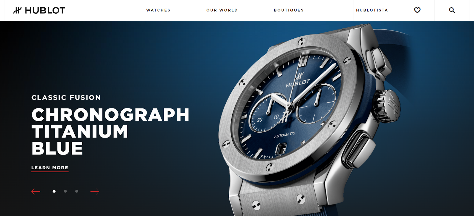 Website chính hãng của Hublot (Nguồn: internet)