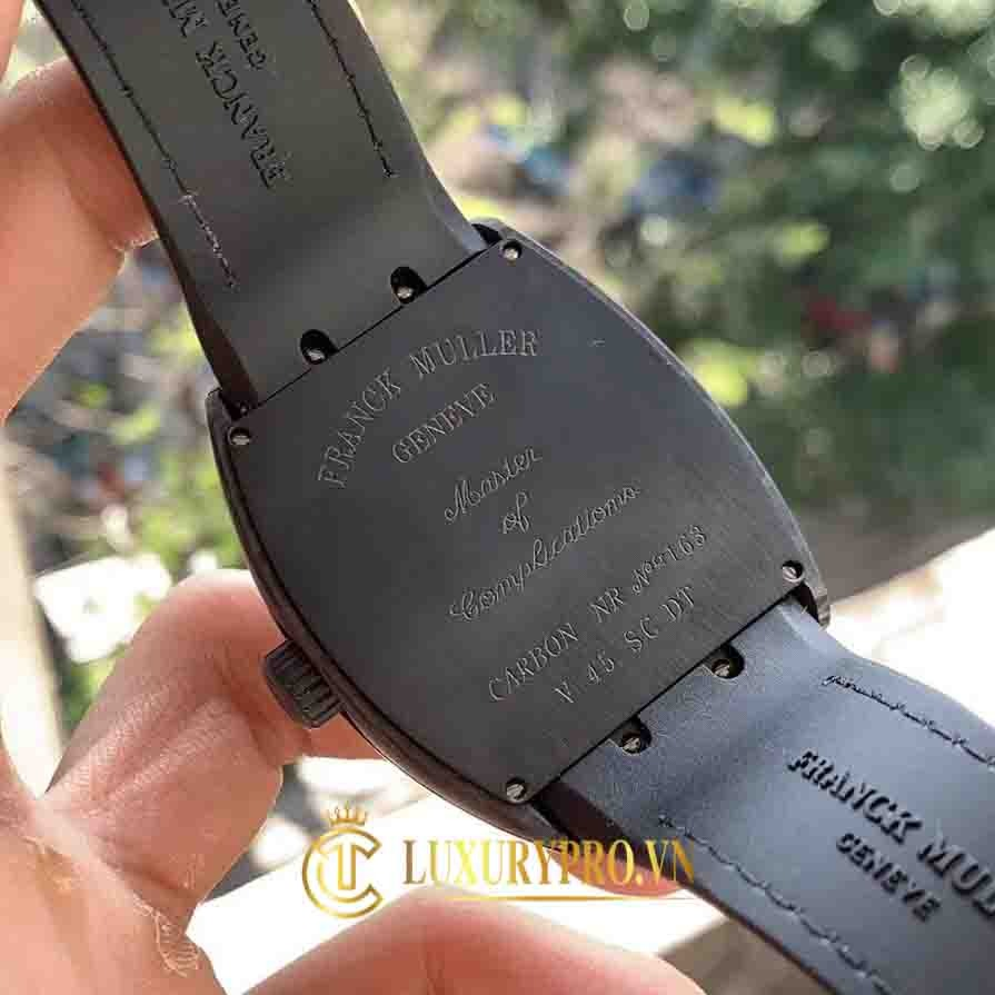 Mặt sau của đồng hồ Franck Muller Vanguard Black V 45 SC DT Carbon NR