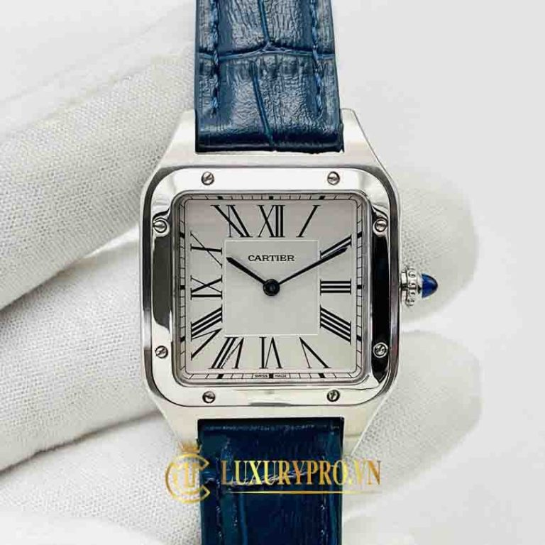Đồng hồ Cartier Santos Dumont Ladies Blue Leather Strap WSSA0023