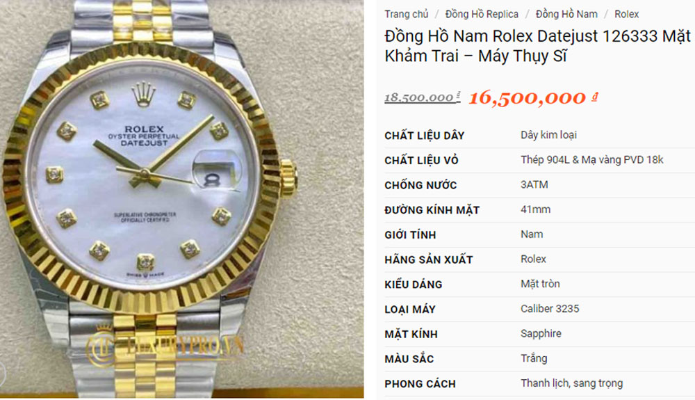 Rolex Fake 1 1 có mức giá dao động từ 15 tới 40 triệu VNĐ