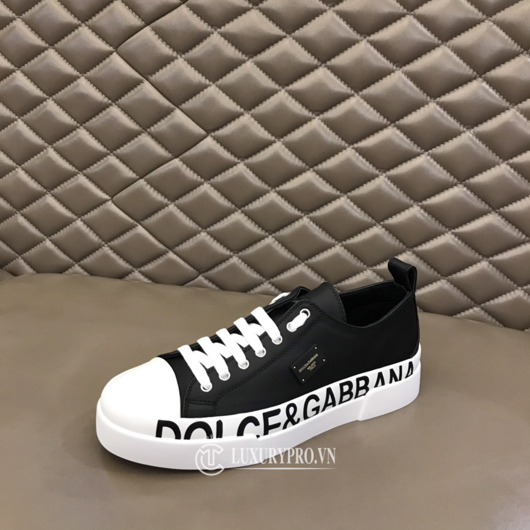 Giày Sneaker Dolce & Gabbana unisex da thật màu đen đế trắng