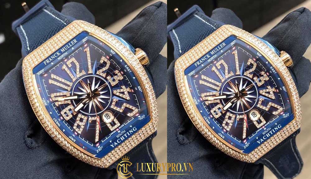 Đồng hồ Franck Muller Super Fake V45 Rose Gold cọc số đá