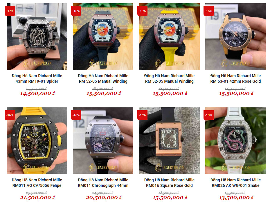 Giá bán đồng hồ Richard Mille Super Fake, Replica 1:1 trên thị trường