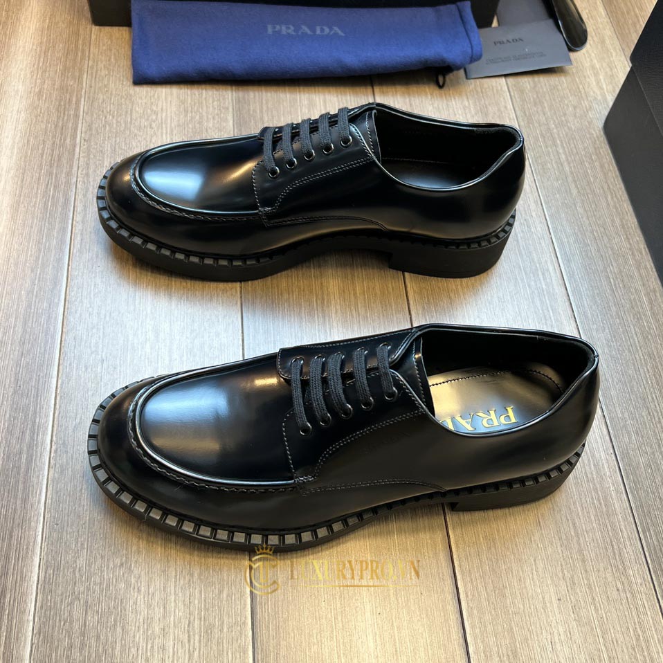 Giày tây Oxford Prada nam màu đen da thật phiên bản hàng hiệu