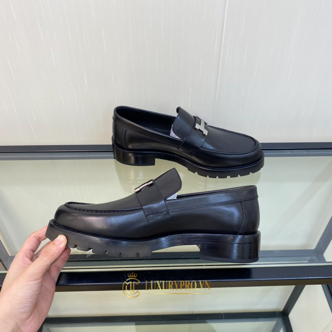 Giày Loafer Hermes nam màu đen da trơn bản cao cấp giá tốt Giày Loafer Hermes nam màu đen da trơn bản cao cấp giá tốt