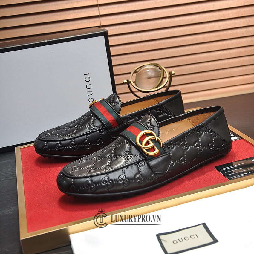 Giày nam Gucci Moca màu đen basic super fake giá ưu đãi
