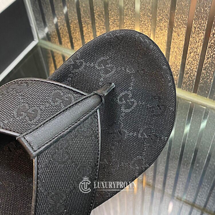 Dép nam Gucci xỏ ngón màu đen họa tiết hàng hiệu giá tốt 9 dep nam gucci 8 3